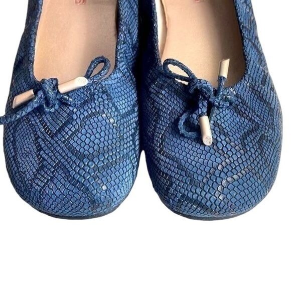 Sabrinas Blue Leather Snakeskin Ballet Comfort Flats Shoes Slip-On Size 38 - Picture 4 of 11